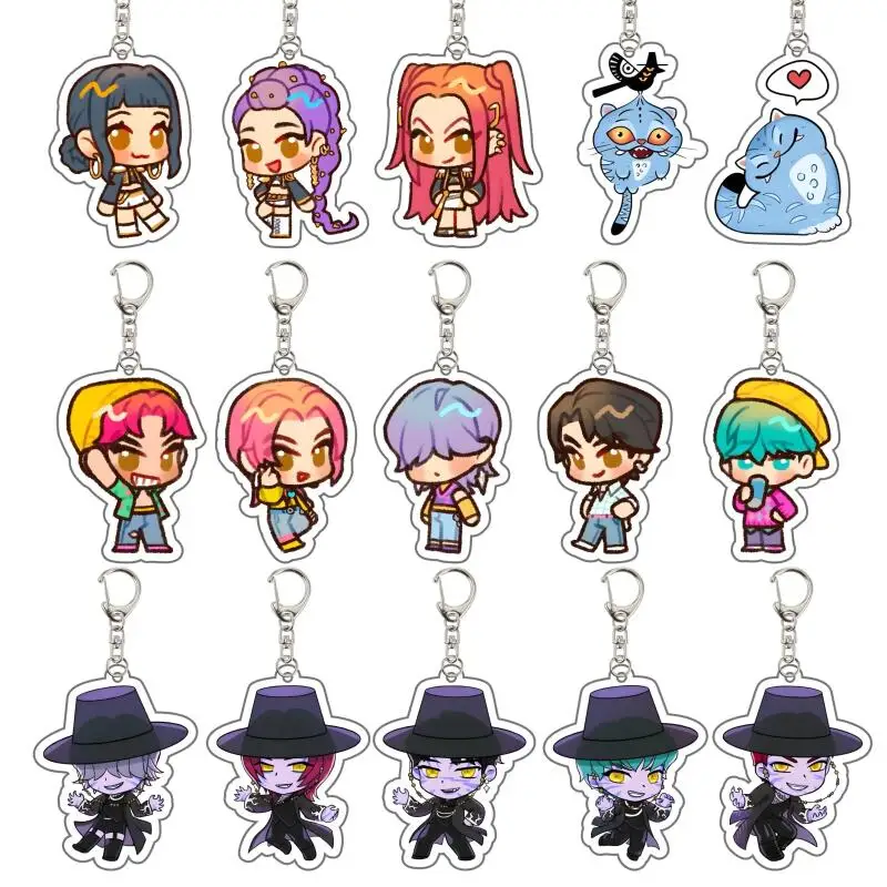 Kpop Demon Hunters Hot Boys Llavero Colgante Accesorios - Huntrix Saja Rumi Zoey Jinu Mira | Llaveros vendidos en mi alma, regalos para fanáticos