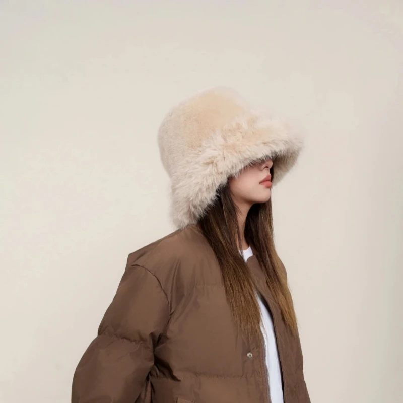 

Imitation Fur Fisherman Hat Winter Plush Ear Protection Cap Windproof Keep Warm Headgear Fluffy Fur Fisherman Hat Gifts
