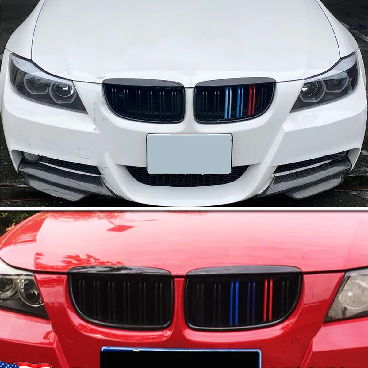 

Replace For BMW E90 Gloss Black Grill E91 3 Series 318d 320d 330i 335i Sedan 2005 2006 2007 2008 Dual Line Front Grille Kidney