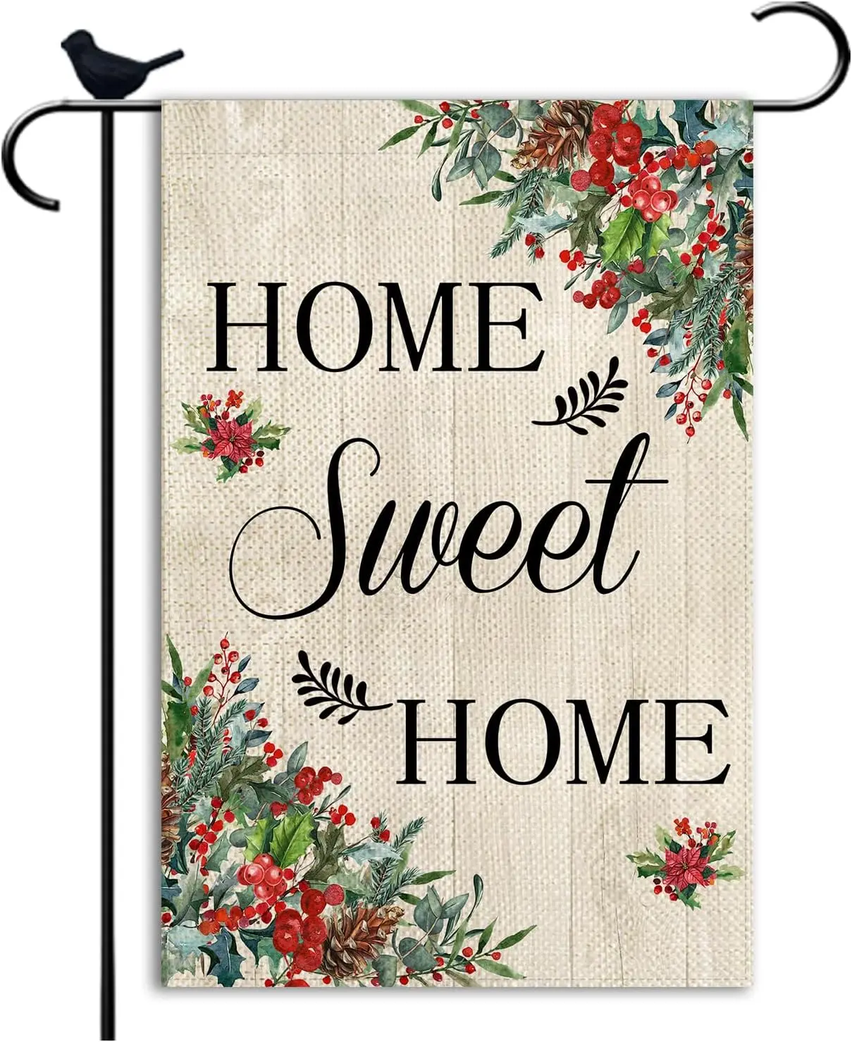 Home Sweet Home Garden Flag Winter Leaves Small double sided Seasonal Burlap Garden Farmhouse Decor 12.5x18 Inch yyi