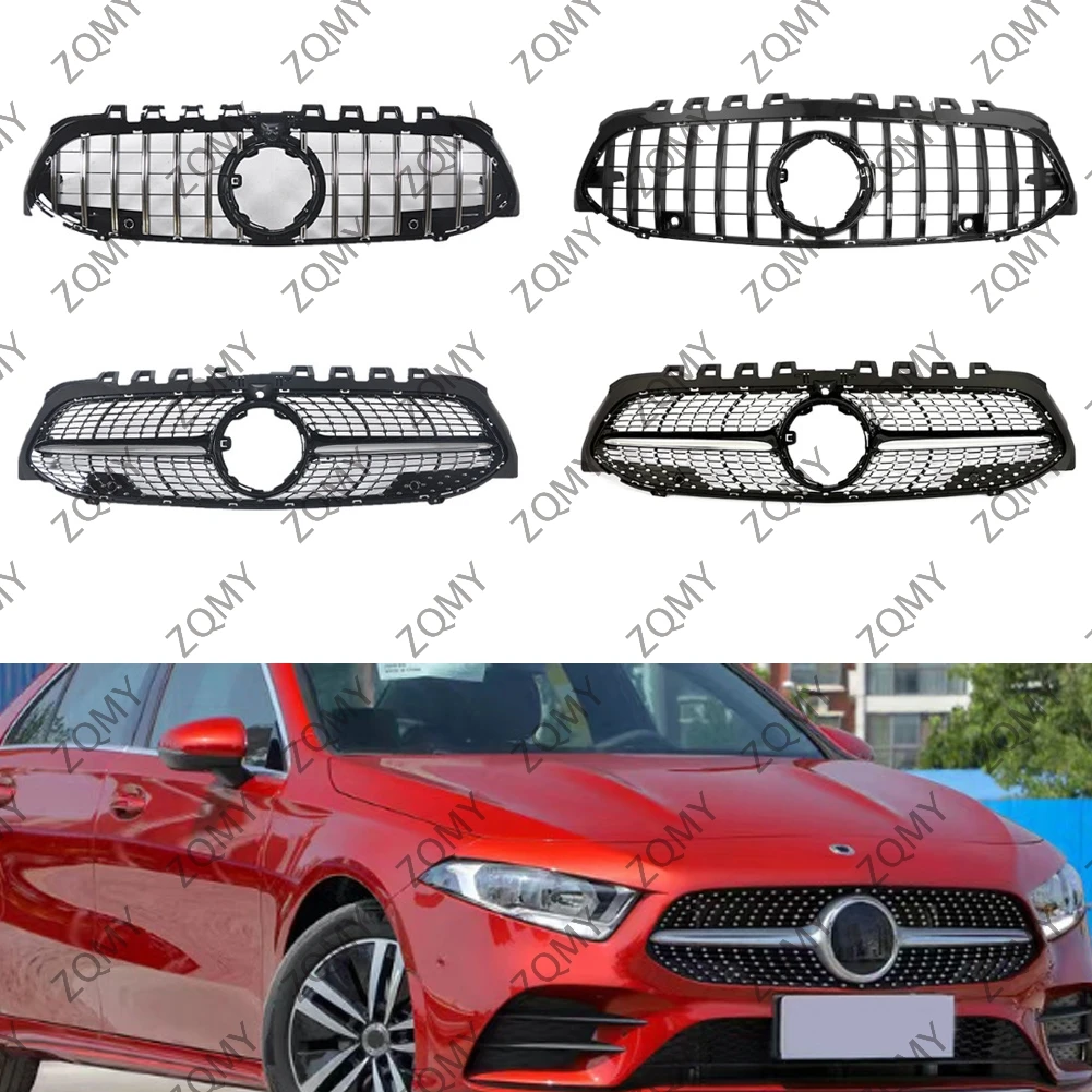 For Mercedes Benz A Class W177 2019-2022 A180 A200 A220 A250 A260 A35 Car Front Bumper Grille Centre Panel Styling Upper Grill