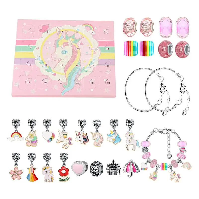 مجوهرات مجيء التقويم للأطفال ، عيد الميلاد العد التنازلي التقويم ، لتقوم بها بنفسك أساور عدة ، صندوق مجوهرات ، هدية عيد الميلاد للفتيات ، 24 يوما ، 2023