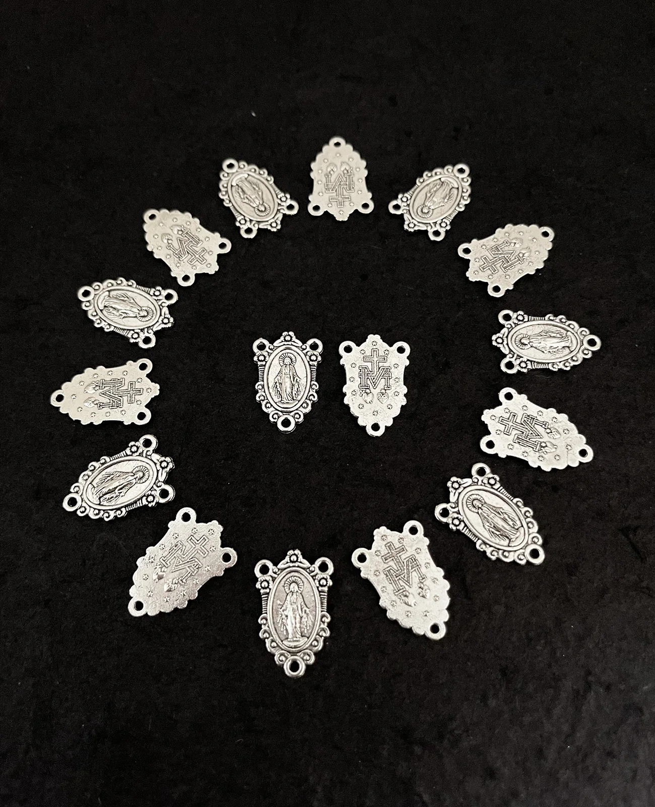 10Pcs Catholic Our Lady Medalla Milagrosa Connectors Virgin Mary Rosary Centerpieces Center Part for DIY Jewelry Accessories