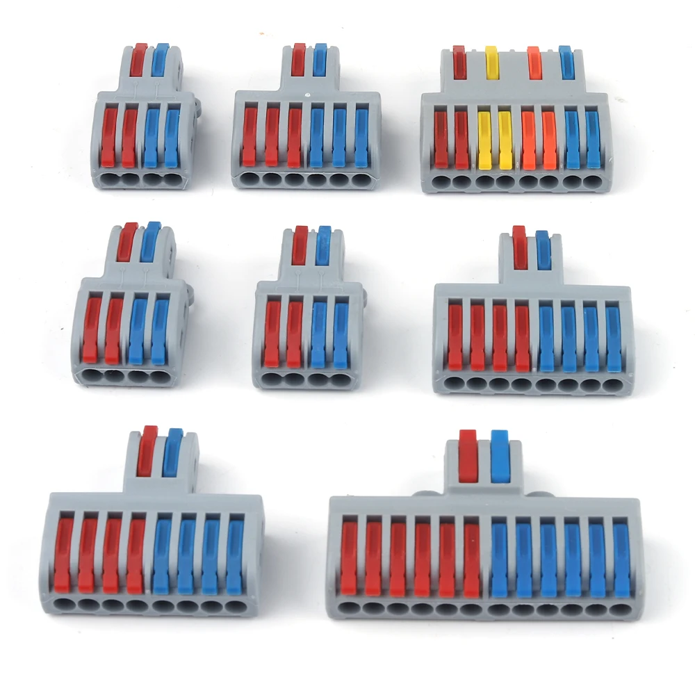 

10/25PCS 1 In Multiple Out Quick Wiring Connectors Universal Compact SPL Butt Cable Terminal Block Plug-in Home Junction Box