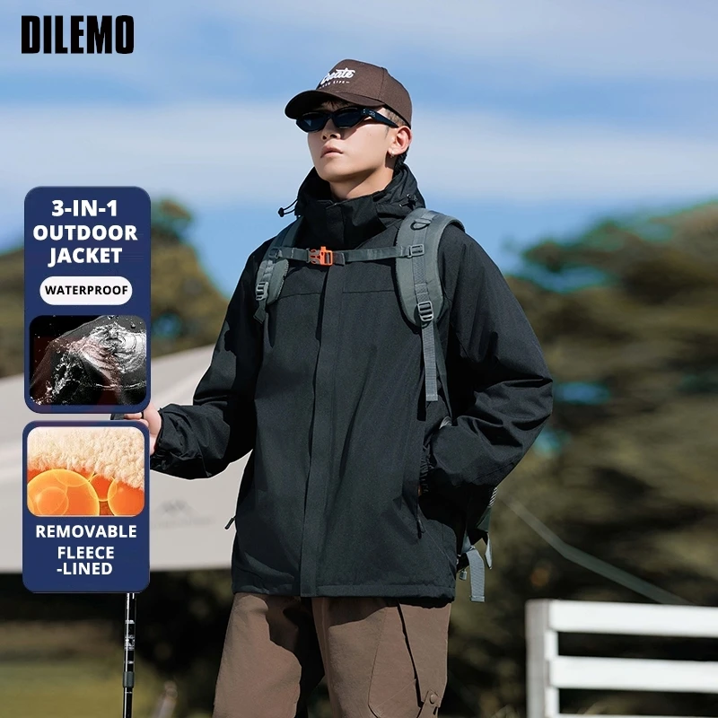 

Высший класс 3-в-1 сменная куртка на толстой флисовой подкладке анорак для мужчин тяжелые новые спортивные уличные пальто ветровка повседневная верхняя одежда