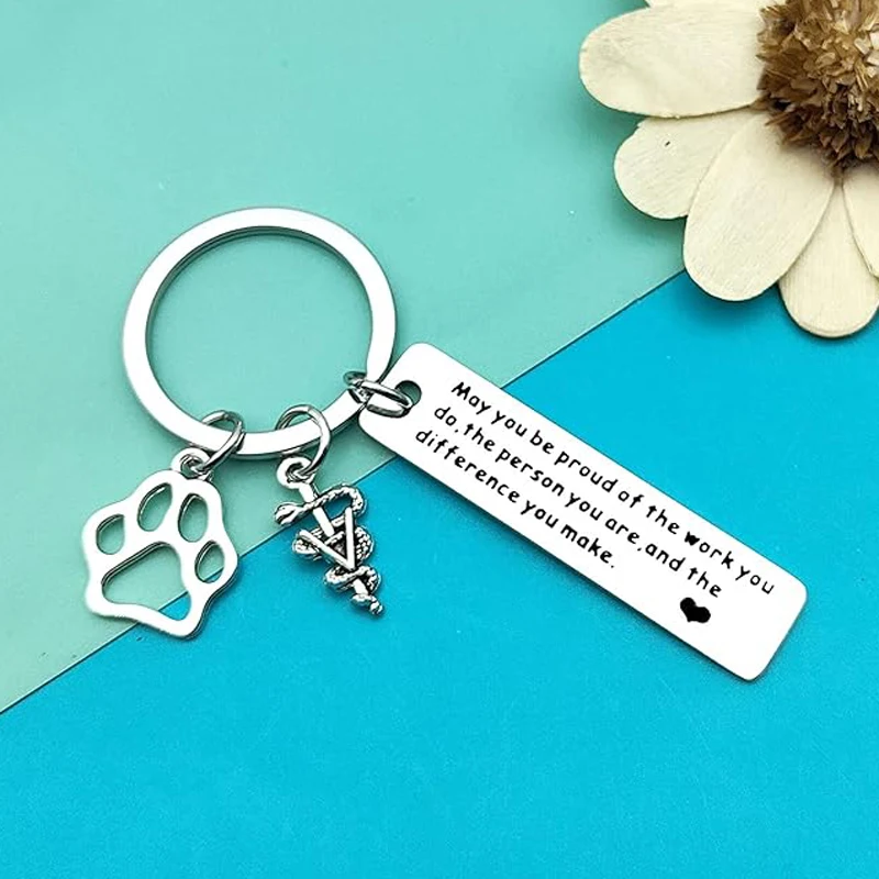 Thank You Appreciation Gifts Vet Tech Keychain Veterinary Student Graduation Gift Animal Lover Gift Nurse Keychain Coworker Gift