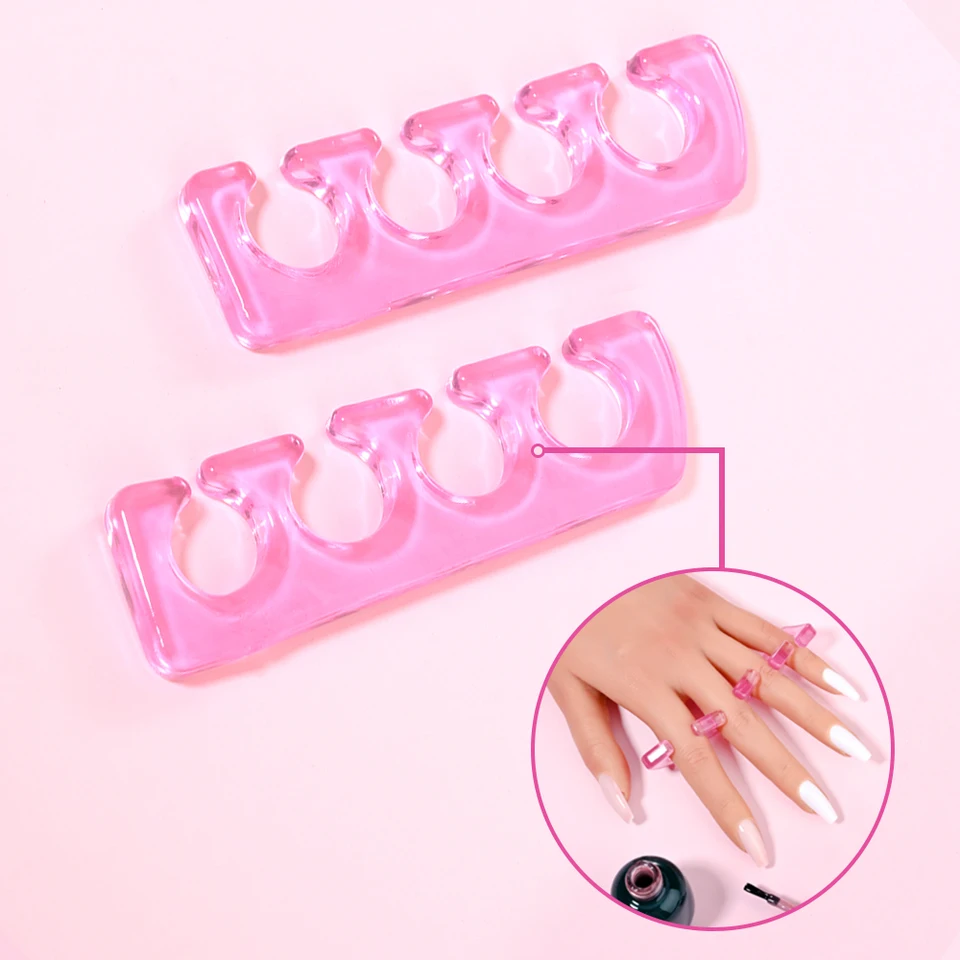 Separadores de Dedos de Silicona para Aplicación de Esmalte 2pzas Separadores Suaves de Dedos 2.6*9.2cm Espaciadores de Gel para Uñas Herramientas RT% 5