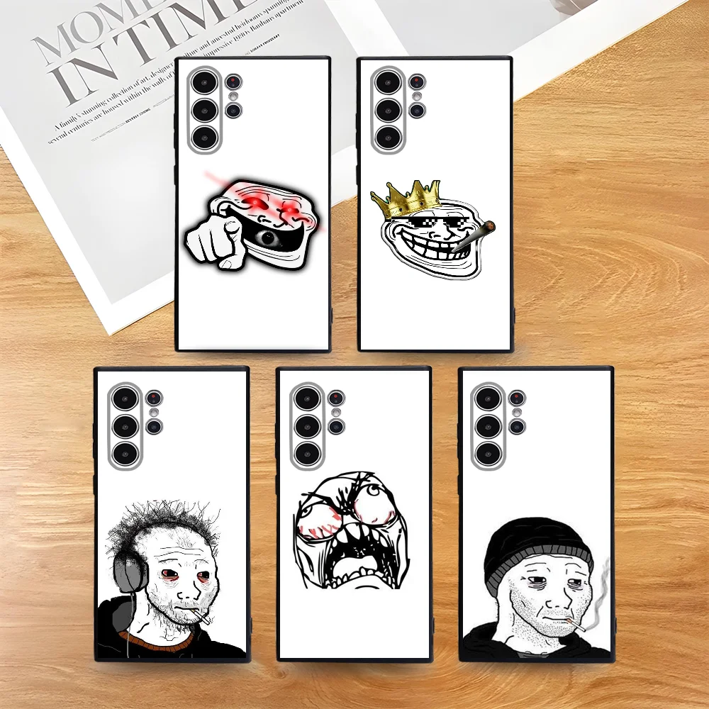 

T-TrollS Face Meme Phone Case For Samsung Galaxy S25 S24 S22 S23 Ultra S21 S20 Plus 5G Frosted Non-Slip Full Cover Case