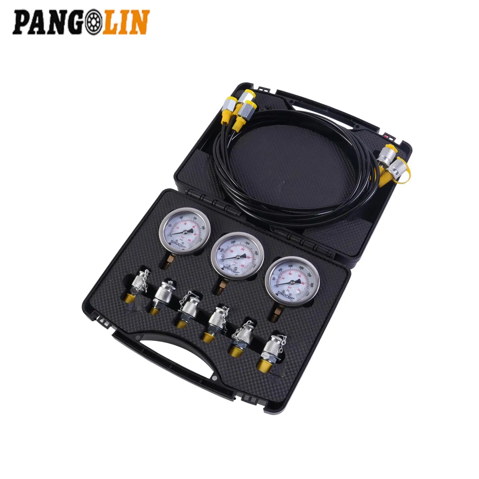 Hydraulic Pressure Gauge Kit Coupling Test Hose Assembly Test Hose Test Kit Pressure Gauge Diagnostic Tool 10000PSI/600BAR/60MPa