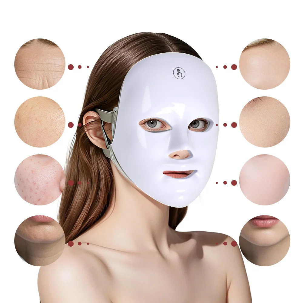 Máscara facial led terapia de luz vermelha fóton anti-acne remoção de rugas rejuvenescimento da pele clareamento spa máscara rosto dispositivos de beleza