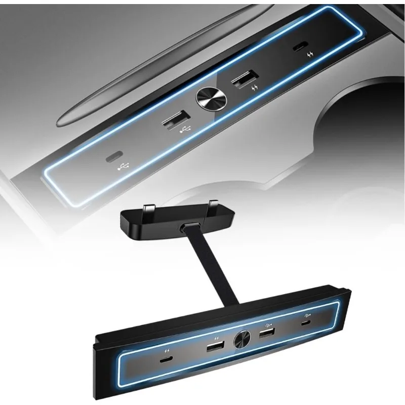 For Model 3 Y 2021-2022 27W USB Quick Charger Intelligent Shunt Hub Docking Station Powered Splitter Safe Durable Extension
