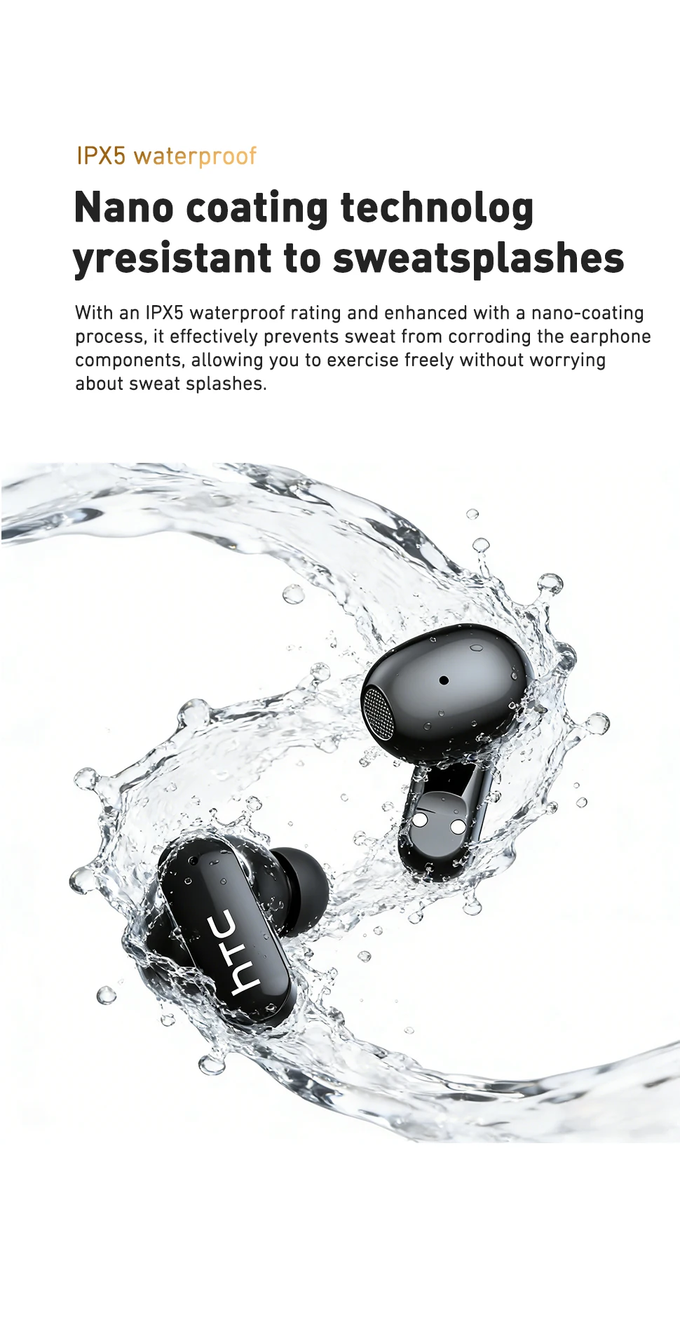 HTC NE71 KI-Übersetzer-Ohrhörer mit Langer Akkulaufzeit, Tragbarem Trageband, Kabellose Kopfhörer, Täglicher Rundumschutz, HD-Touchscreen, Bluetooth-Ohrhörer – Detail 15
