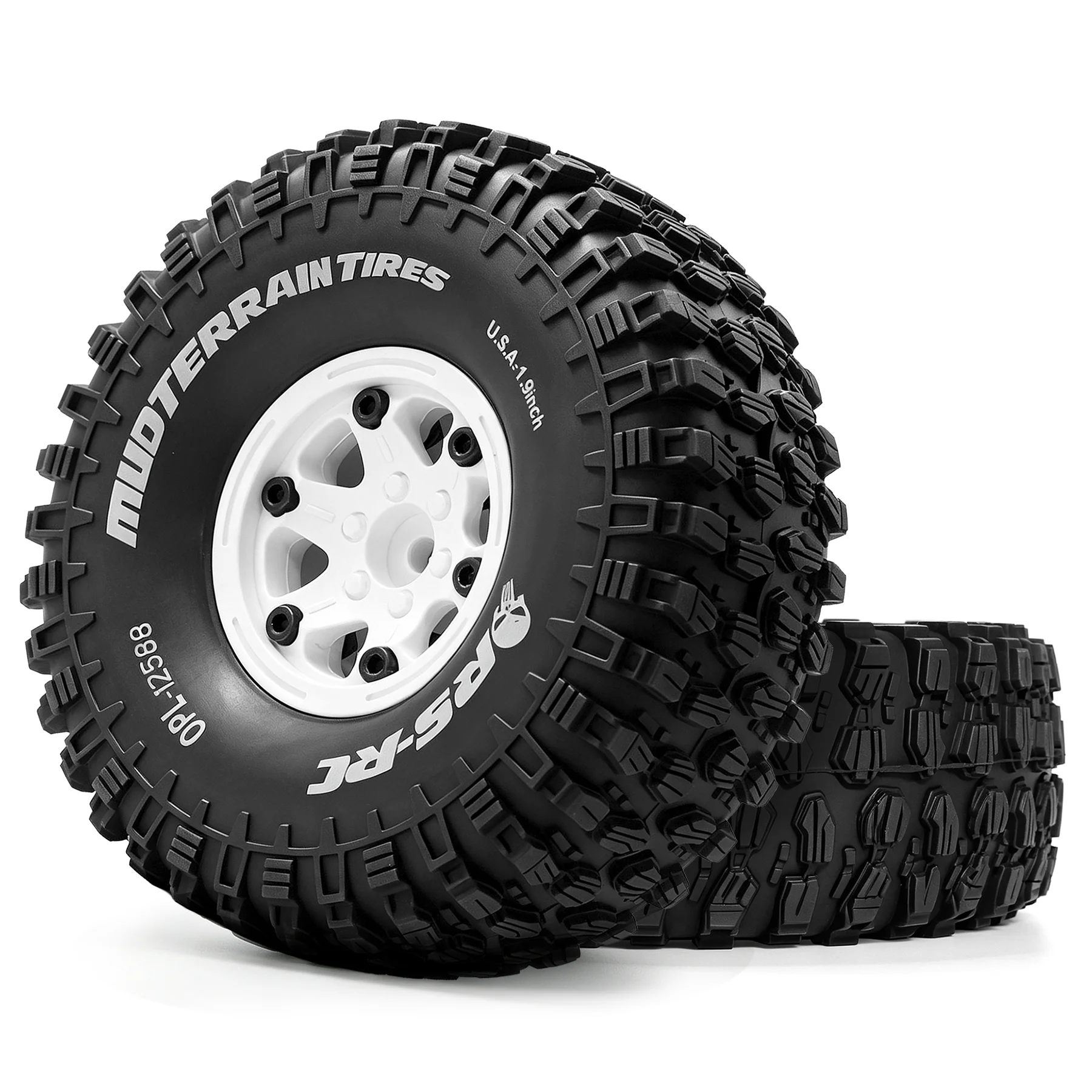 RED SPIDER 4Pcs 1.9 In Plastic Wheel Rims 120mm Mud Terrain Rubber RC Tires Set For 1/10 Axial SCX10 TRX4 TRX6 Off-Road RC Car