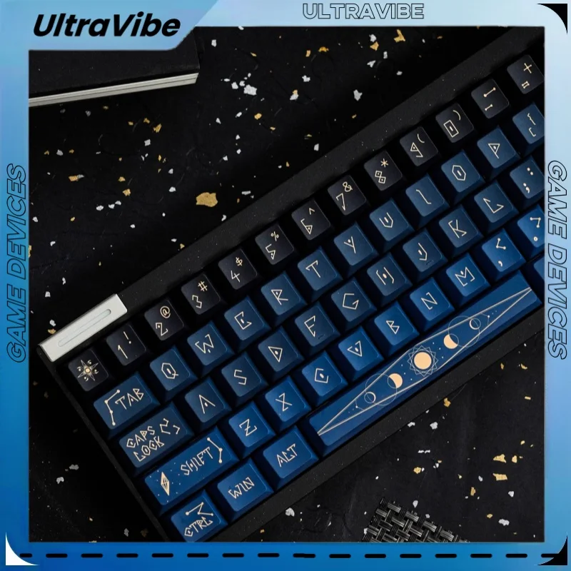 New Starry Poems Mechanical Keycap Customization Pbt Thermal Sublimation Personality Retro Black   Laptop Office Game Key Cap