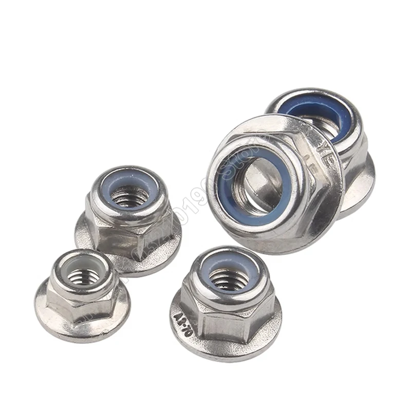 5-100pcs Nickel Plated Carbon Steel Hex Flange Nylon Insert Lock Nut Hexagon Self-locking Nylock Locknut DIN6926 M3 M4 M5 M6 M8