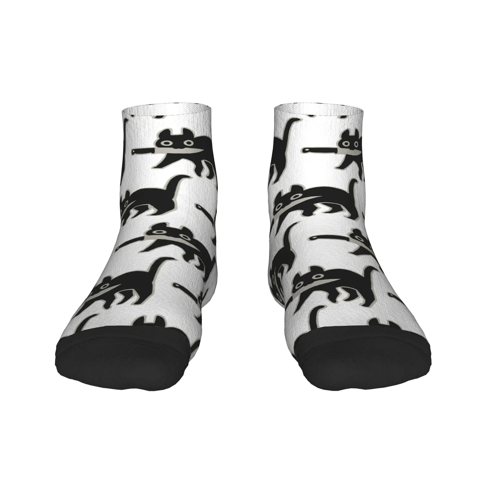 Fun A Black Cat Eating Fish Japanese Style  Ankle Socks  Non Skid Soft Breathable Running Sport Socks For Unisex Men Summer Sock