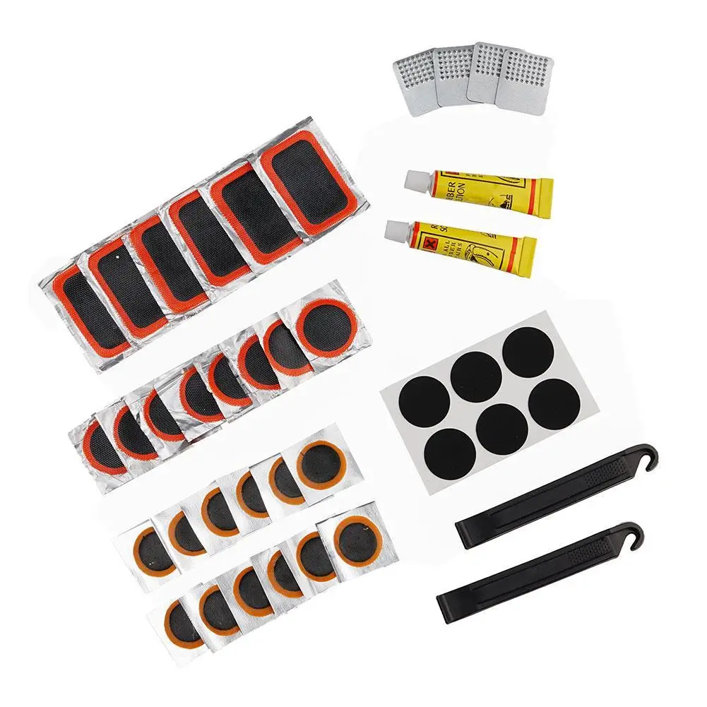 Bike Tire Repair Kit Bycicle Inner Tube Puncture Patch Kits with Vulcanizing Patches Mountain Bicycle Repair Tools