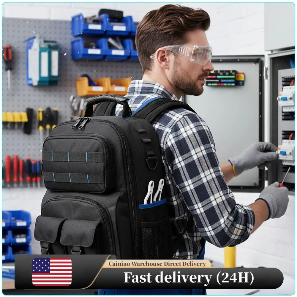 

Многосекционная сумка-органайзер большой вместимости, профессиональная рабочая сумка через плечо, водонепроницаемая, для строителей и сантехников