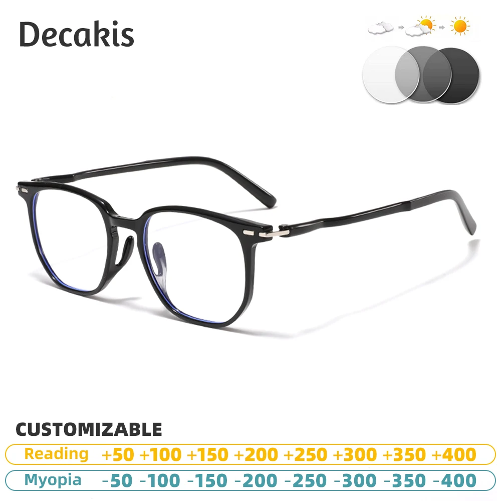 

Luxury Design Men Women Fashion Anti Blue Lignt Reading Glasses Trend Square TR90 Photochromic Optics Prescription Glasses Frame