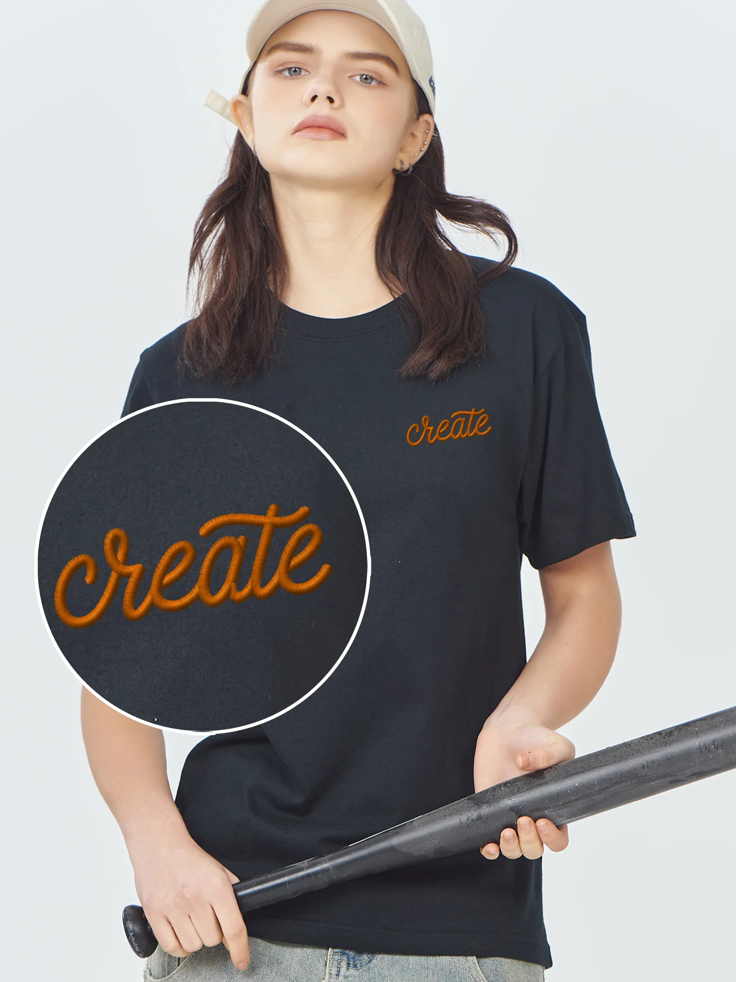 

Create Letter Embroidered Tshirt 100% Cotton Embroidery T-Shirts Free Shippping Items Lowest Prices Camiseta