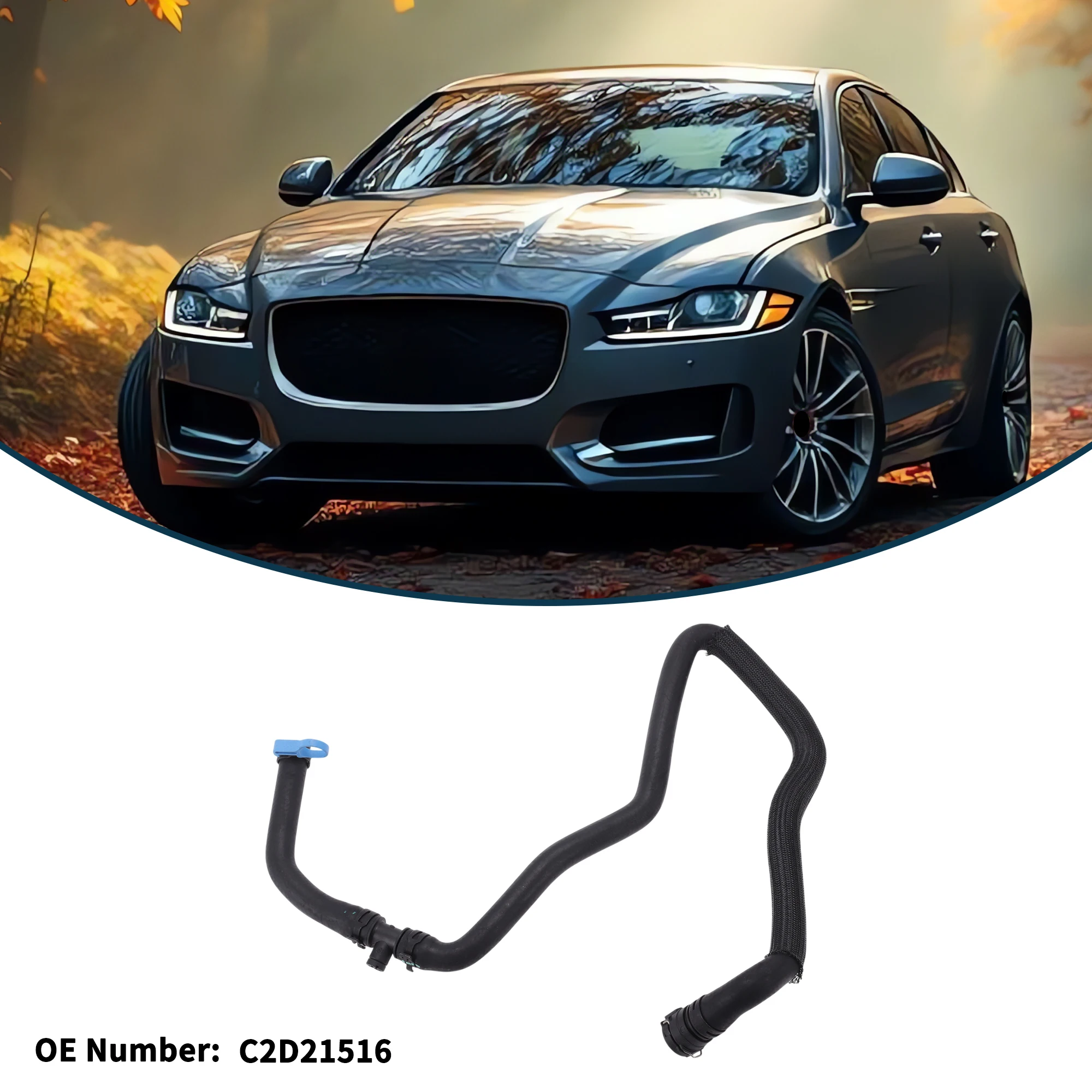 Motoforti خرطوم المبرد سخان خرطوم رقم C2D21516 لجاكوار XF 09-15 أنبوب تبريد مطاطي أسود 1 قطعة