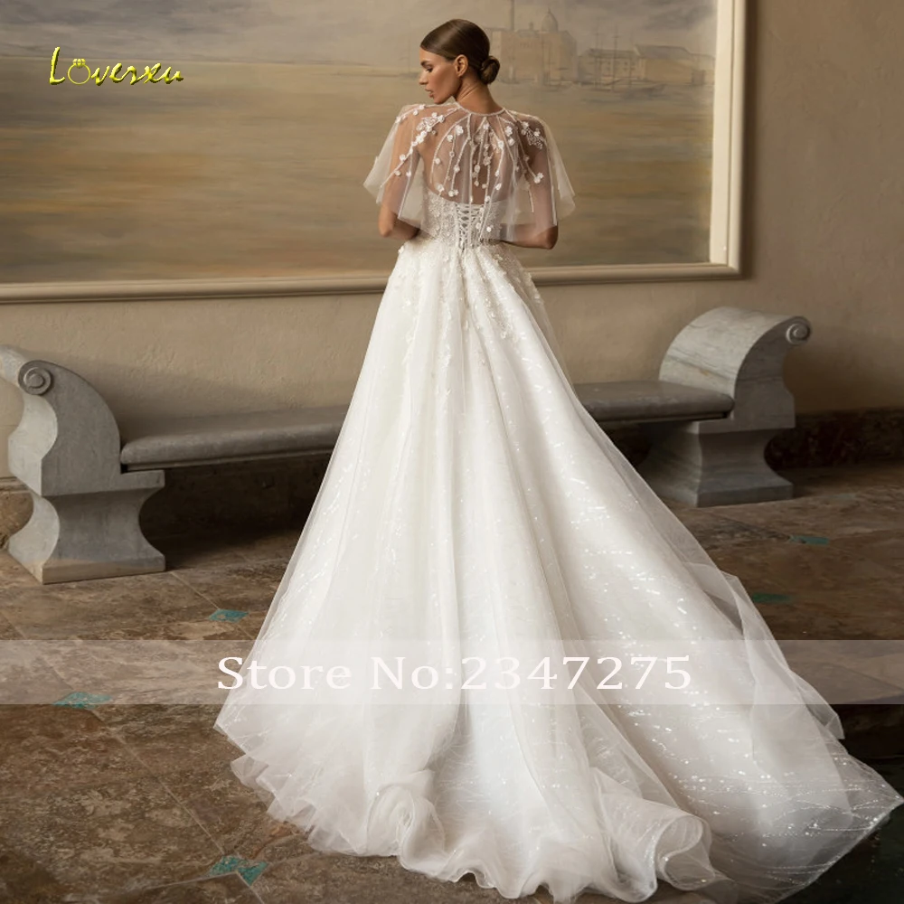 Loverxu A-Line Illusion Wedding Dresses 2024 Strapless With Jacket Vestido De Novia Lace Embroidery Stunning Robe De Mariee