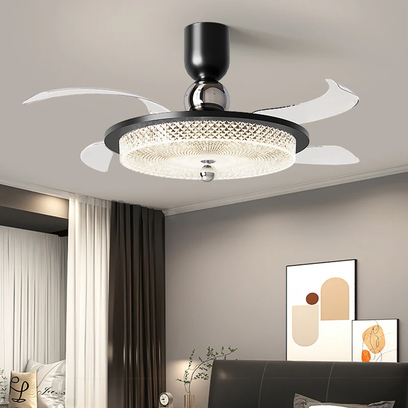 Italian Minimalist Ceiling Fan Light Modern Luxury Ice-Crack Pattern Ceiling Light Elegant Eye-Friendly Dining Room Chandelier