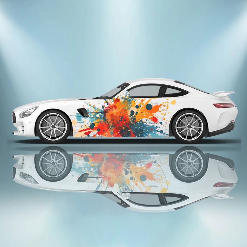 

Cool Racing Colorful Splash Car Side Sticker Vinyl Self-adhesive Paper Motorsport Paint Decal Suitable for Truck Suv Decoration