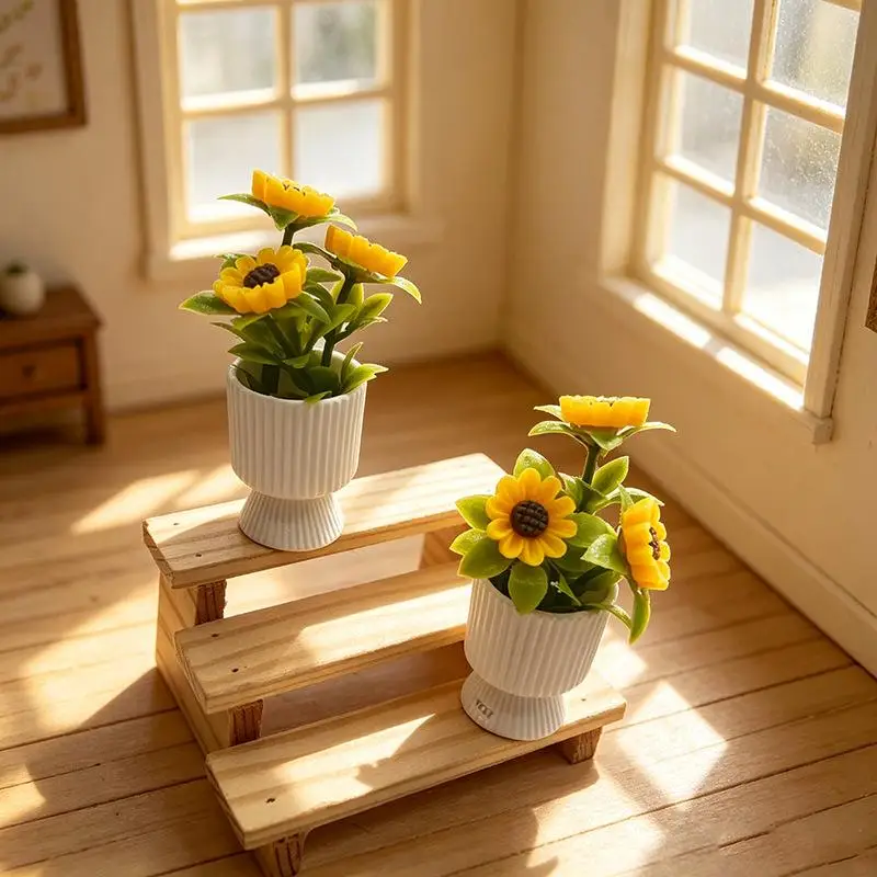 { # } Adorno de planta en maceta con forma de girasol en miniatura, modelo de decoración para casas de muñecas a escala 1/12, juguete, micro paisaje, escena de jardín, accesorio para fotografías.