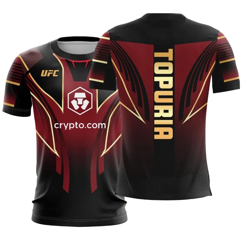 

Men's 2025 UFC Fight Night Topuria Short Sleeve T-Shirt Breathable Sportswear for Mixed Martial Arts Training