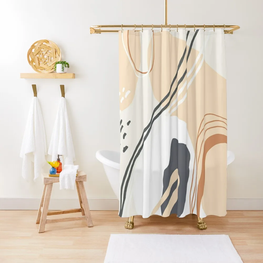 

Creme abstract shapes Shower Curtain Waterproof Fabric Shower Curtain Shower Curtains For Bathrooms