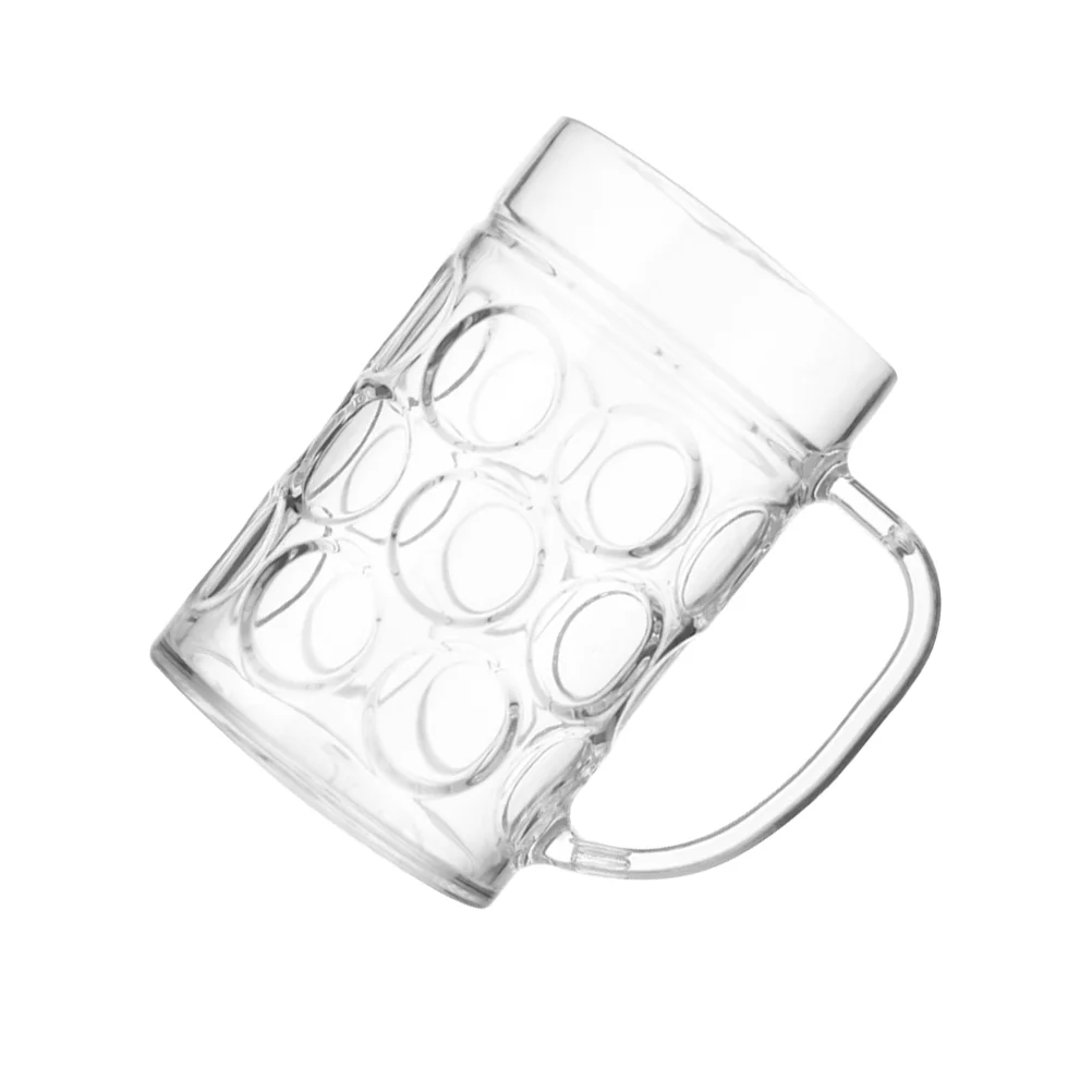 

Transparent Beer Mug Cup Acrylic Beer Drinking Cup Juice Cup Household Water Cup with Handle for Home Bar (Transparent 500ML)
