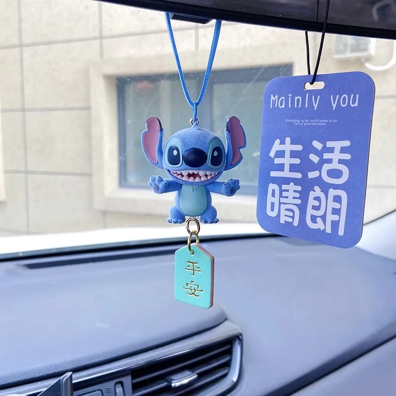 

Подарок на день рождения Disney Stitch, аксессуары для подвешивания автомобиля, милое украшение интерьера, зеркало заднего вида, подвесное украшение для автомобиля