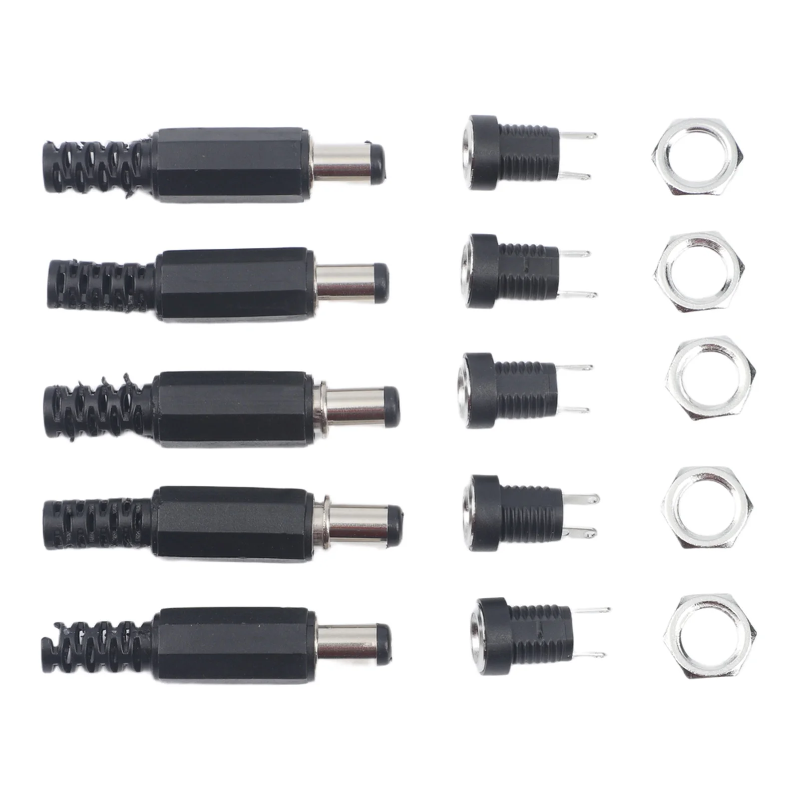 5 Pair 12V Male Female Socket Panel Mount DC Power Connector 5.5x2.1 Mm Extended Connectors Terminal Adapter