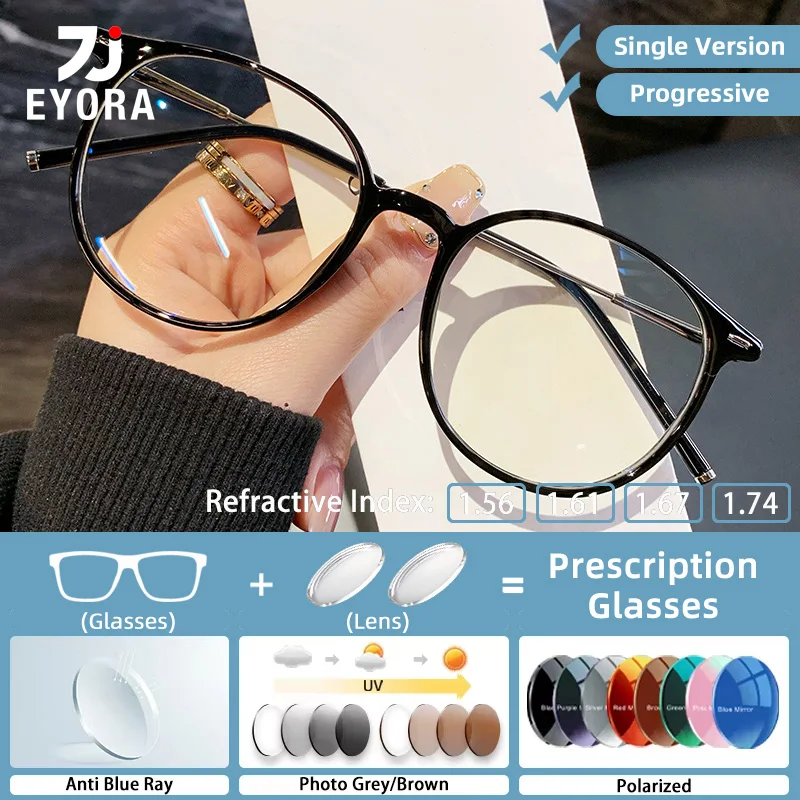 

EYORA Ultralight TR90 Oval Women Reading Glasses Myopia Eyewear Hyperopia Anti Blue Light Progressive Photochromic Eyewear Lens