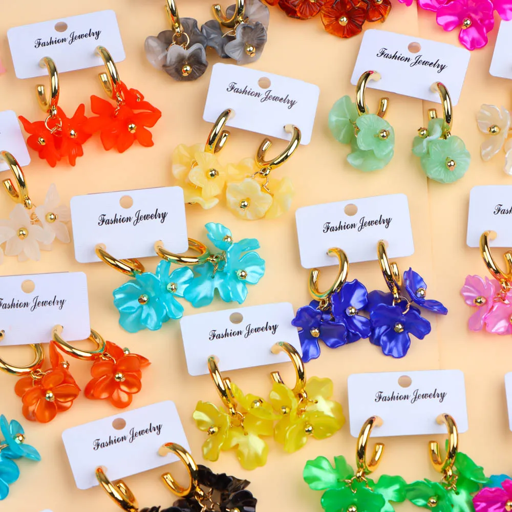 10 زوج/وحدة تصميم جديد أنيق سحر لامعة رائعة الزهور الاكريليك المرأة قلادة أقراط مزيج نمط مجوهرات اكسسوارات هدية #3