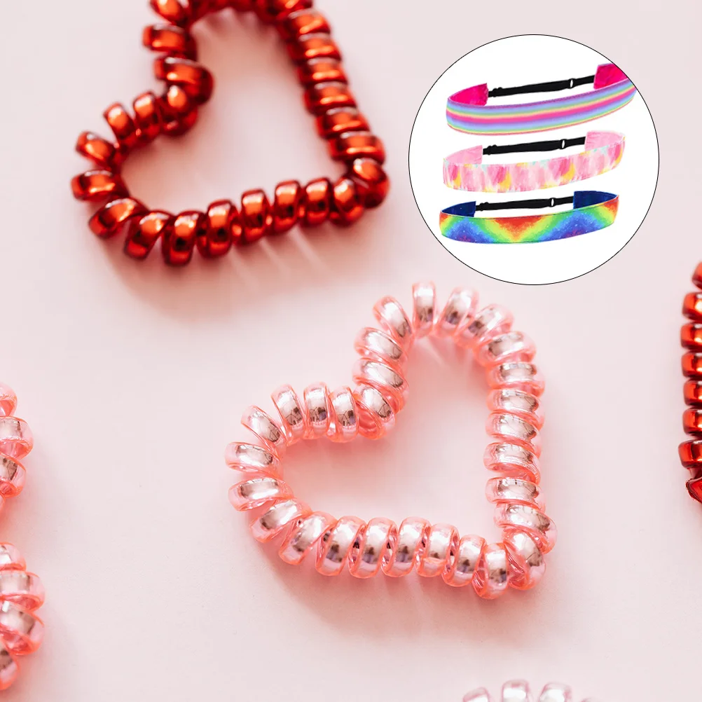 

3Pcs Gradient Rainbow Headband Tie-Dye Sports Elastic Yoga Running Hair Accessories Tie-Dye Hair Band Gradient Headband