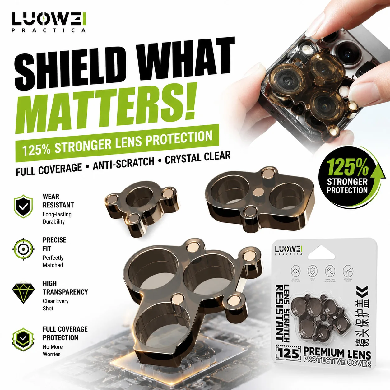 Luowei Camera Lens Protective Cover High Transparent Wear Resistant Precise Fit Protector for Phone Camera Lens Maintenance