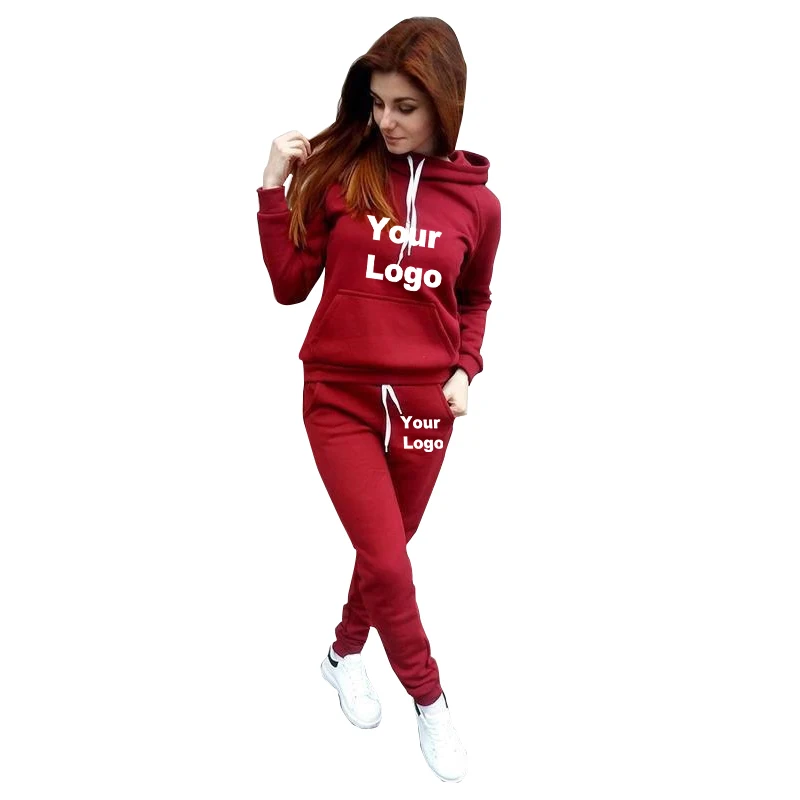 Custom Logo Hooded Sweatshirt Set Women\'s Tracksuit New Two Piece Set of Two Pieces Women\'s Clothing Sets Youthful Woman Clothes