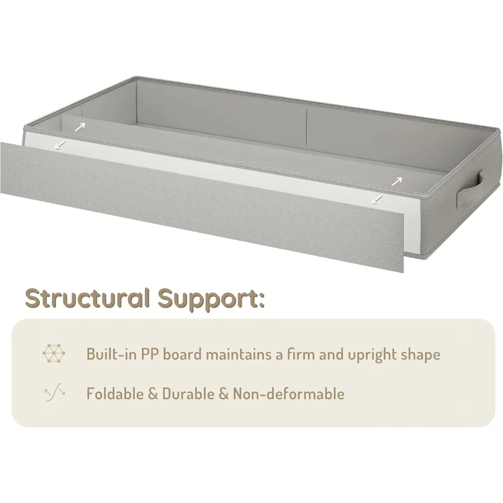 صناديق تخزين مدمجة تحت السرير، بطول 6 بوصات، متينة مع مقابض سهلة الإمساك، منظم ملابس موفر للمساحة