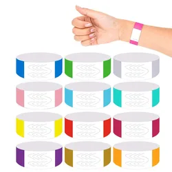 100 Pcs Paper Tyvek Wristbands Ticket Bar Identity Party Disposable Wristbands Waterproof Playground Synthetic Paper Wrist