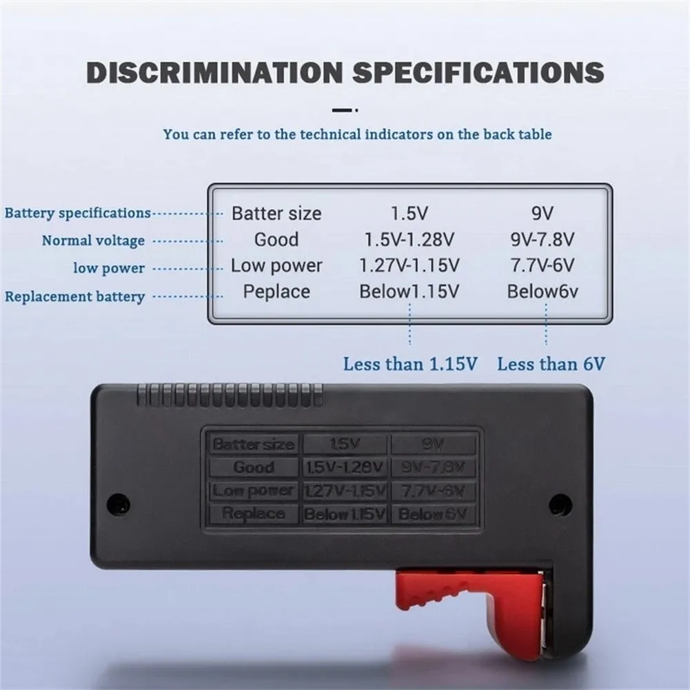 Battery Capacity Tester with Digital Display for AA AAA C D 9V 1 5V Button Cell Batteries Works without Additional Battery