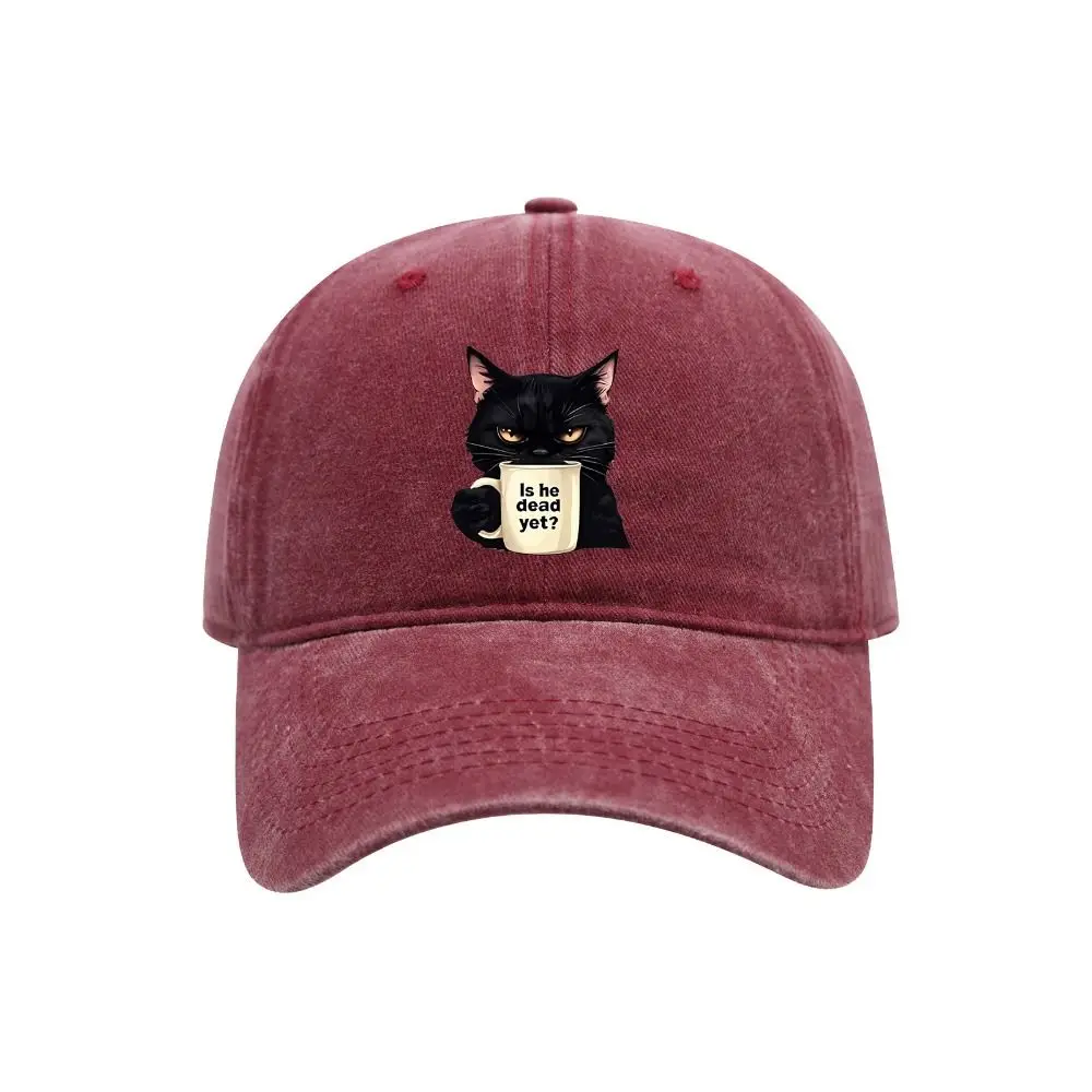 Trendy Cat Embroidery Feral Baseball Cap Adjustable Breathable Sun Hats Hip Hop Lightweight Sunscreen Hat Unisex Styles