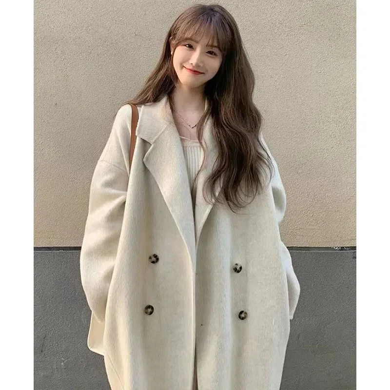 2024 Woolen Coat Women\'s Winter New Style Woolen Explosive Fashion Western-Style Coat