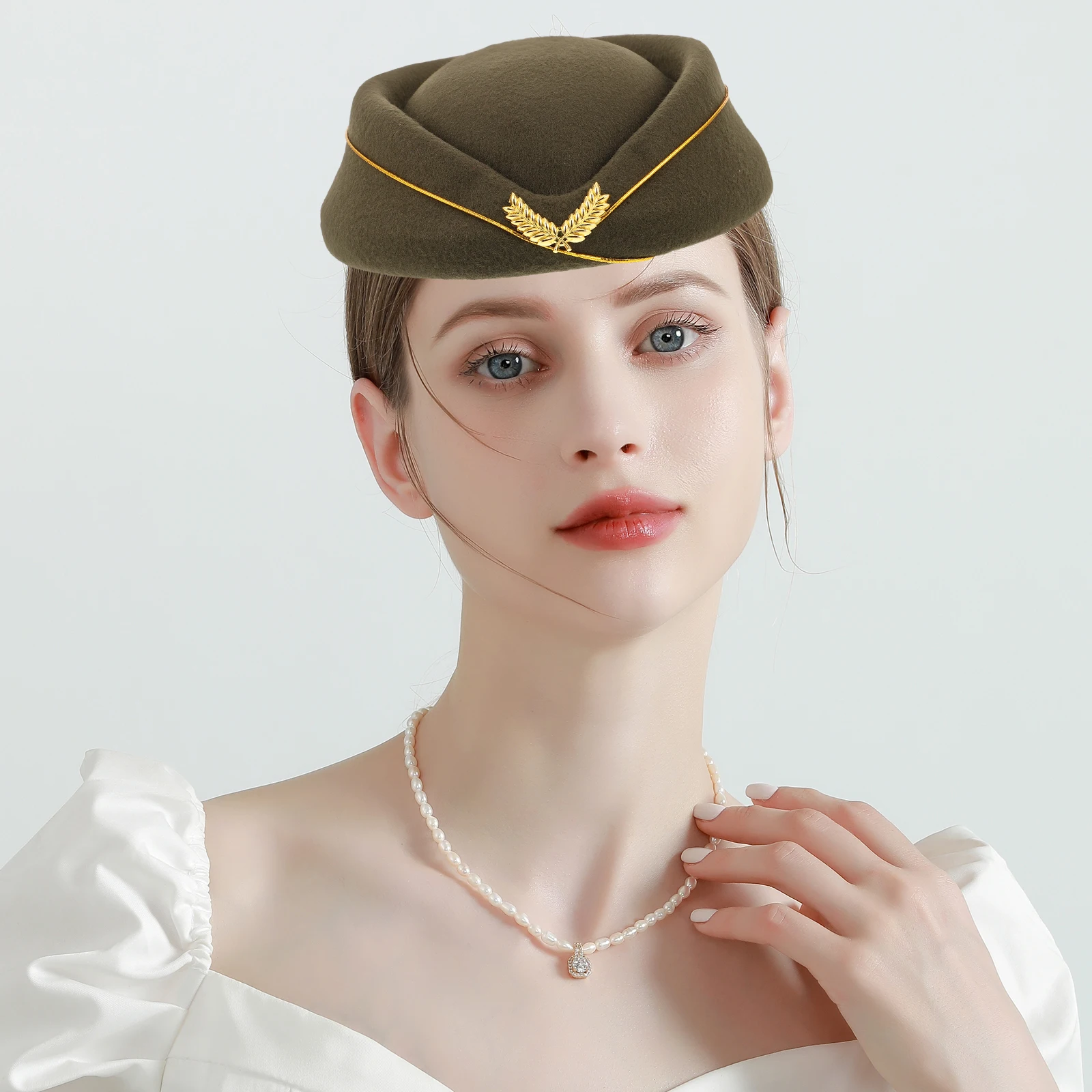 

Air Hostess Hat Women Acrylic Beret Cap Flight Attendant Hats High Speed Rail Stewardess Caps Professional Design Lightweight