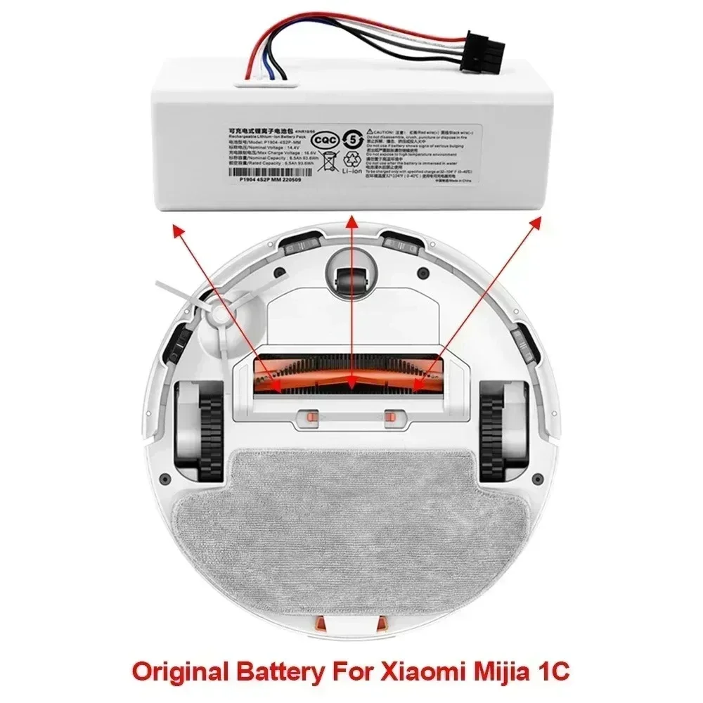 for Xiaomi Robot Battery 1C P1904-4S1P-MM Mijia Mi Vacuum Cleaner Sweeping Mopping Robot Replacement Battery Original12800mAh