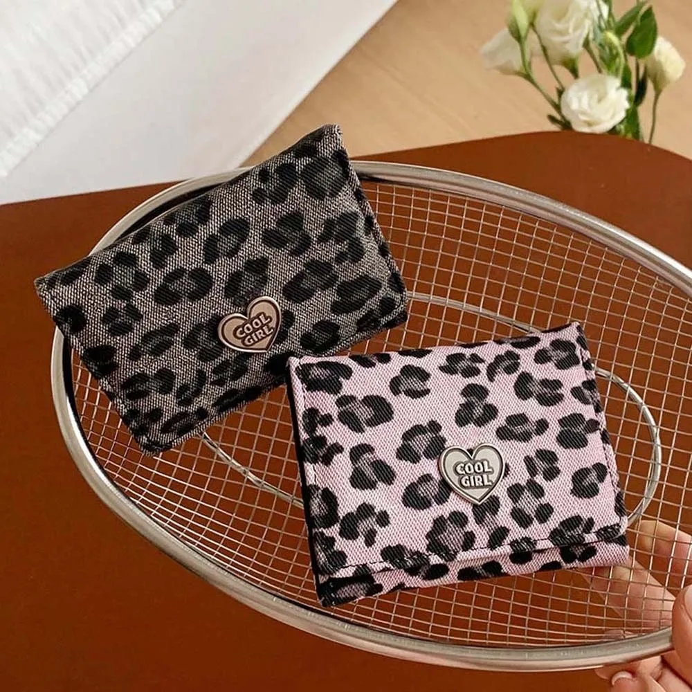 

Coin Pouch Portable Leopard Print Wallet Texture Mini Short Square Purse Multiple Card Korean Style PU Card Bag Girls
