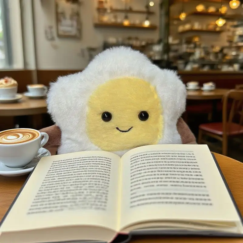 15*15 cm Pluche Gebakken Ei Speelgoed Kawaii Wit Bruin Voedsel Gevulde Pluche Cartoon Speelgoed voor Jongens Meisjes Verjaardag Kerstcadeaus