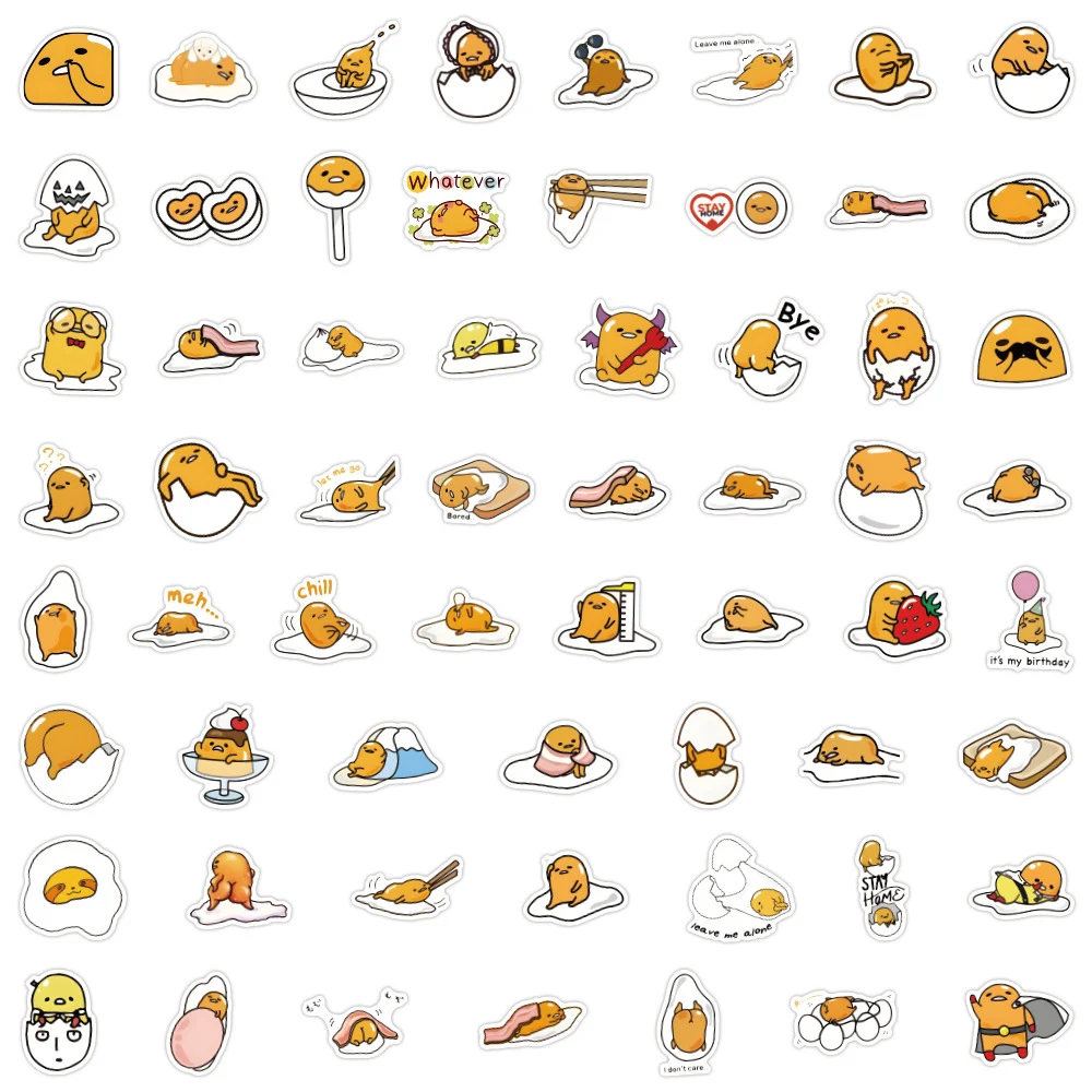 10/30/60pcs Sanrio Cartoon Anime Gudetama Stickers for Suitcase Stationery Waterproof Funny Classic Decal Kids Toy Birthday Gift