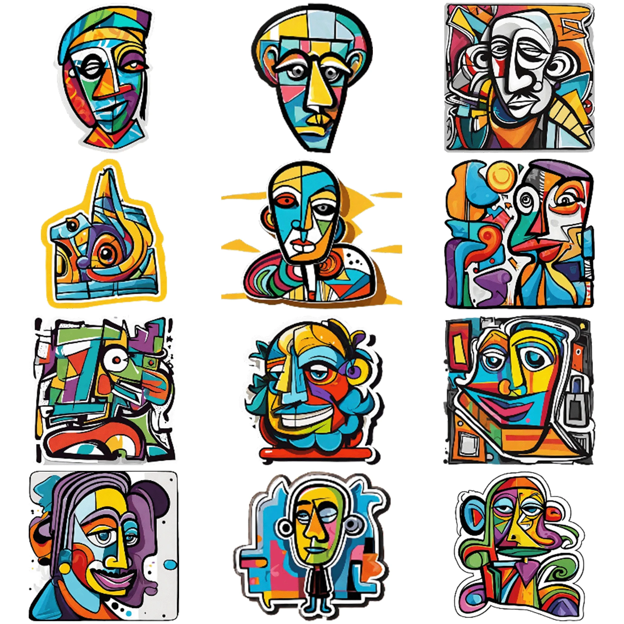 50 pieces of Picasso style cartoon graffiti stickers for Laptop, Phone, Notebook and Scrapbook Decoration